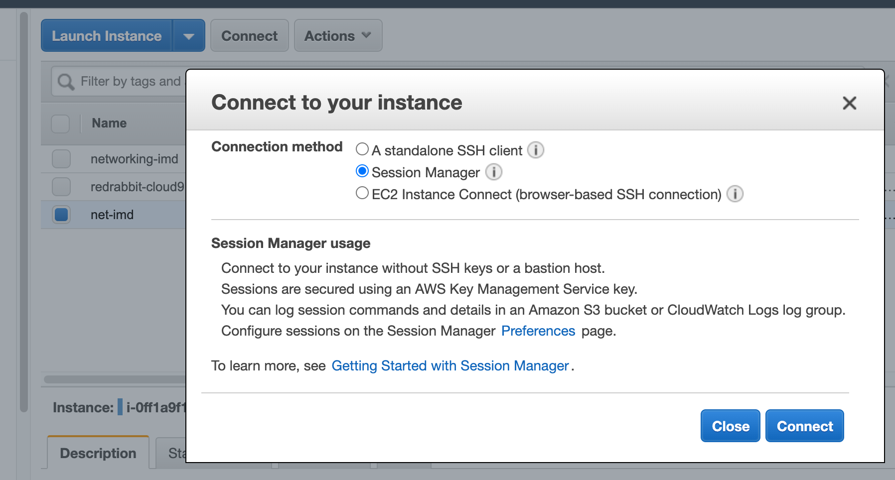 EC2 Instances - Connect - Session Manager