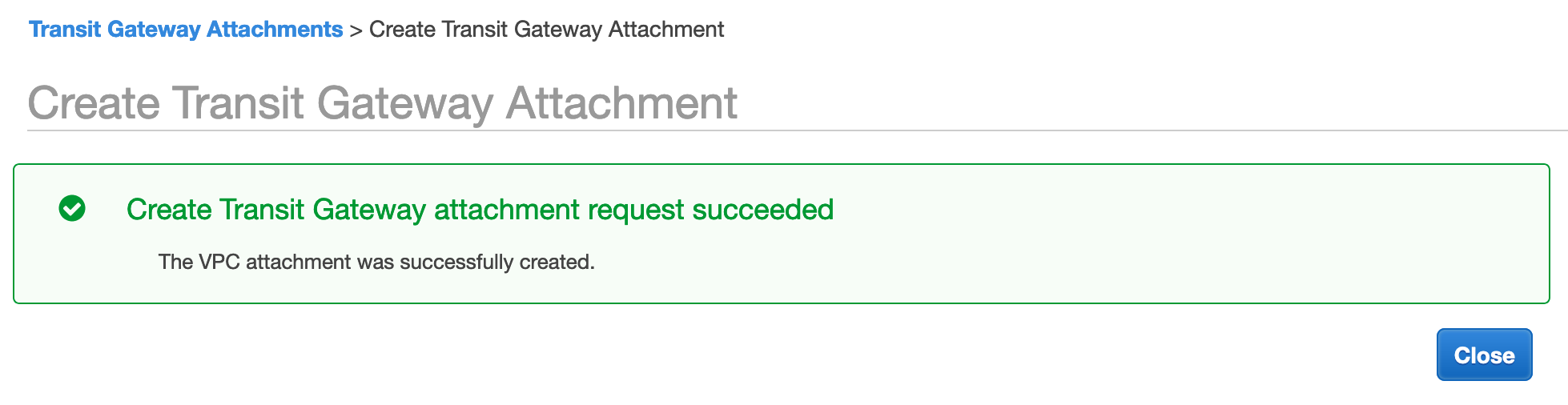 create tgw attachment succeeded