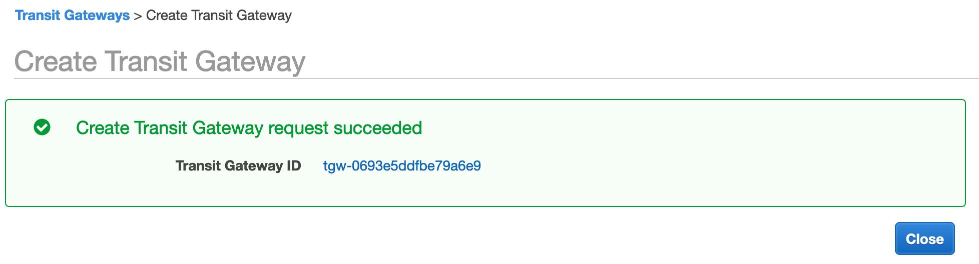 create tgw succeeded